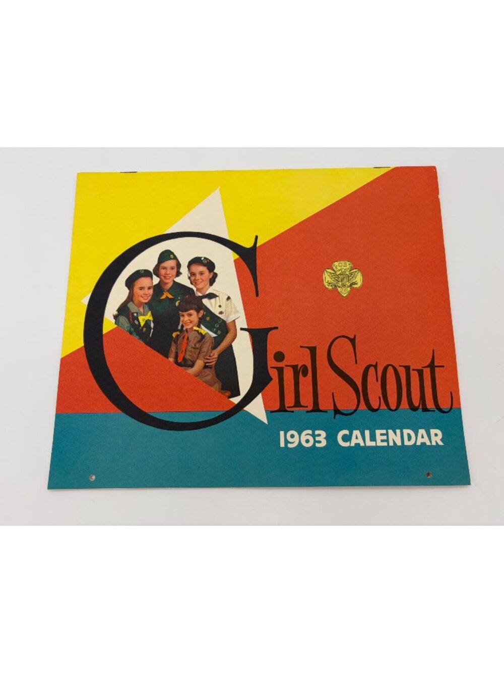 Vintage 1963 Girl Scout Wall Calendar GSUSA Color Photos Flag Ceremony 50 Years